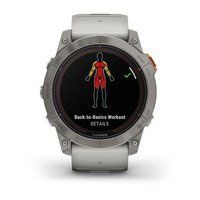 Спортивные часы Garmin Fenix 7X Pro Sapphire Solar Titanium с серо-оранжевым силиконовым ремешком 010-02778-15