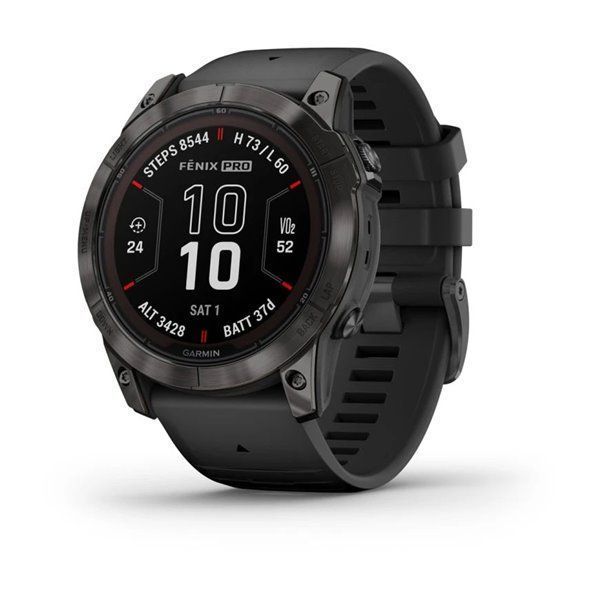 Спортивные часы Garmin Fenix 7X Pro Sapphire Solar Edition Carbon Gray DLC Titanium с черным силиконовым ремешком 010-02778-11