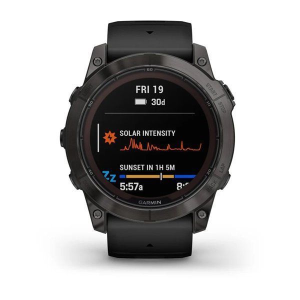 Спортивные часы Garmin Fenix 7X Pro Sapphire Solar Edition Carbon Gray DLC Titanium с черным силиконовым ремешком 010-02778-11