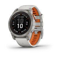 Спортивные часы Garmin Fenix 7 Pro Sapphire Solar Edition Titanium с серо-оранжевым силиконовым ремешком 010-02777-21 