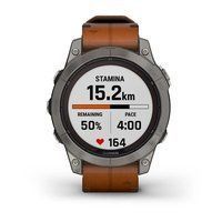 Спортивные часы Garmin Fenix 7 Pro Sapphire Solar Edition Titanium с коричневым кожаным ремешком 010-02777-30