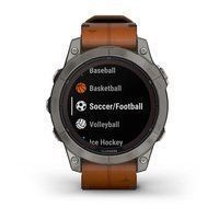Спортивные часы Garmin Fenix 7 Pro Sapphire Solar Edition Titanium с коричневым кожаным ремешком 010-02777-30