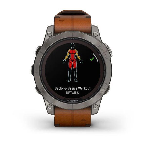 Спортивные часы Garmin Fenix 7 Pro Sapphire Solar Edition Titanium с коричневым кожаным ремешком 010-02777-30