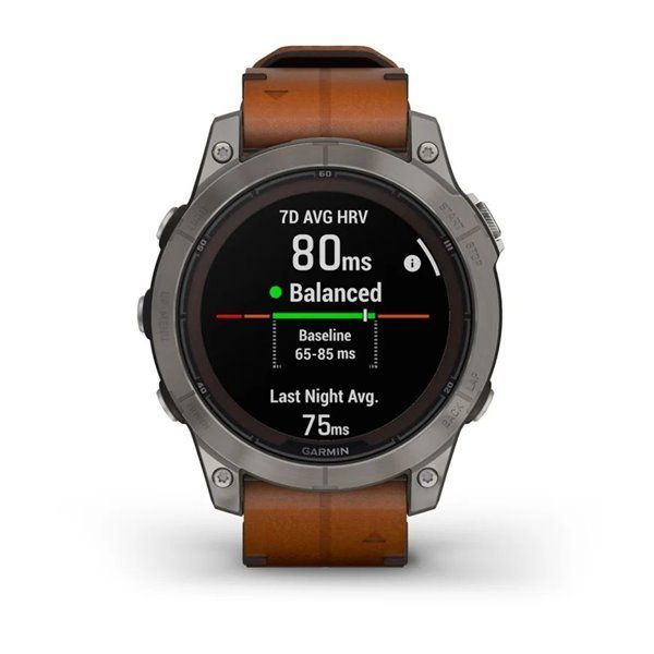 Спортивные часы Garmin Fenix 7 Pro Sapphire Solar Edition Titanium с коричневым кожаным ремешком 010-02777-30
