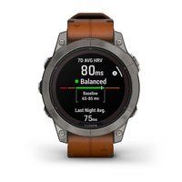 Спортивные часы Garmin Fenix 7 Pro Sapphire Solar Edition Titanium с коричневым кожаным ремешком 010-02777-30