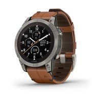 Спортивные часы Garmin Fenix 7 Pro Sapphire Solar Edition Titanium с коричневым кожаным ремешком 010-02777-30