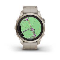 Спортивные часы Garmin Fenix 7S Pro Sapphire Solar Edition Soft Gold с песчаным кожаным ремешком 010-02776-30
