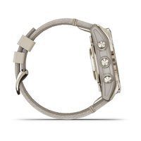 Спортивные часы Garmin Fenix 7S Pro Sapphire Solar Edition Soft Gold с песчаным кожаным ремешком 010-02776-30