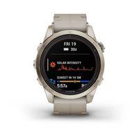 Спортивные часы Garmin Fenix 7S Pro Sapphire Solar Edition Soft Gold с песчаным кожаным ремешком 010-02776-30