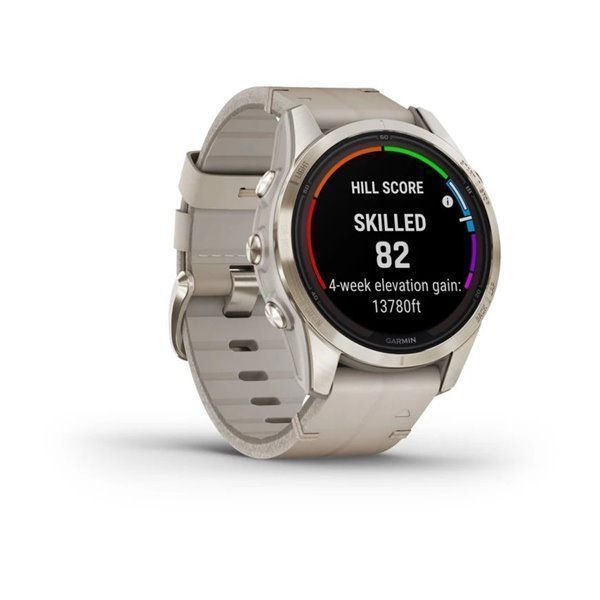 Спортивные часы Garmin Fenix 7S Pro Sapphire Solar Edition Soft Gold с песчаным кожаным ремешком 010-02776-30
