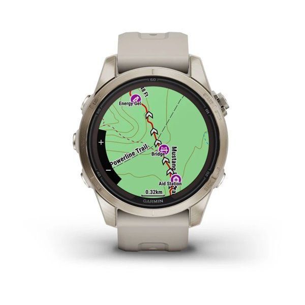 Спортивные часы Garmin Fenix 7S Pro Sapphire Solar Edition Soft Gold с песчаным силиконовым ремешком 010-02776-15