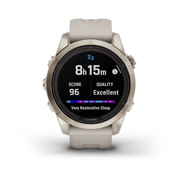 Спортивные часы Garmin Fenix 7S Pro Sapphire Solar Edition Soft Gold с песчаным силиконовым ремешком 010-02776-15