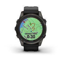 Спортивные часы Garmin Fenix 7S Pro Sapphire Solar Edition Carbon Gray DLC Titanium с черным силиконовым ремешком 010-02776-11 