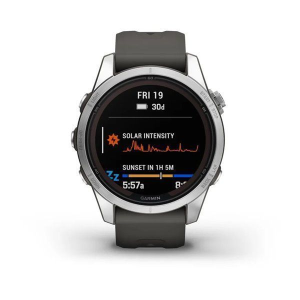 Спортивные часы Garmin Fenix 7S Pro Sapphire Solar Edition Silver с серым силиконовым ремешком 010-02776-01