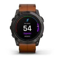 Спортивные часы Garmin Epix Pro Gen 2 Sapphire Edition (51мм) Carbon Gray DLC Titanium c коричневым кожаным ремешком 010-02804-30