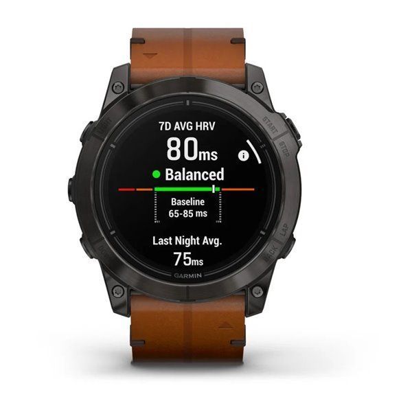 Спортивные часы Garmin Epix Pro Gen 2 Sapphire Edition (51мм) Carbon Gray DLC Titanium c коричневым кожаным ремешком 010-02804-30