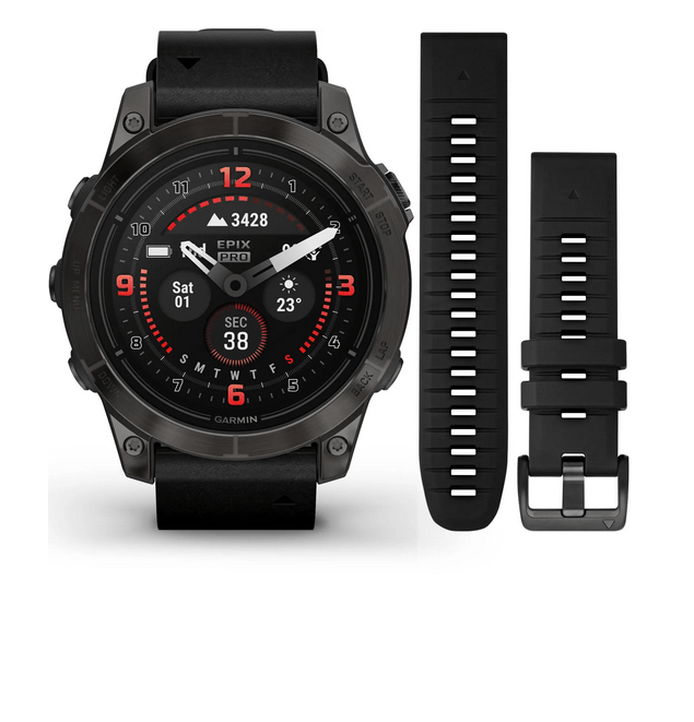 Спортивные часы Garmin Epix Pro Gen 2 Sapphire Edition (47мм) Carbon Gray DLC Titanium с черным кожаным ремешком 010-02803-30