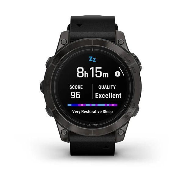 Спортивные часы Garmin Epix Pro Gen 2 Sapphire Edition (47мм) Carbon Gray DLC Titanium с черным кожаным ремешком 010-02803-30