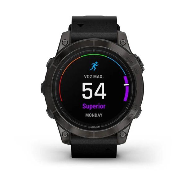 Спортивные часы Garmin Epix Pro Gen 2 Sapphire Edition (47мм) Carbon Gray DLC Titanium с черным кожаным ремешком 010-02803-30