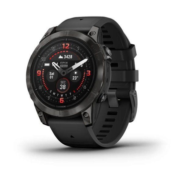 Спортивные часы Garmin Epix Pro Gen 2 Sapphire Edition (47мм) Carbon Gray DLC Titanium с черным силиконовым ремешком 010-02803-11
