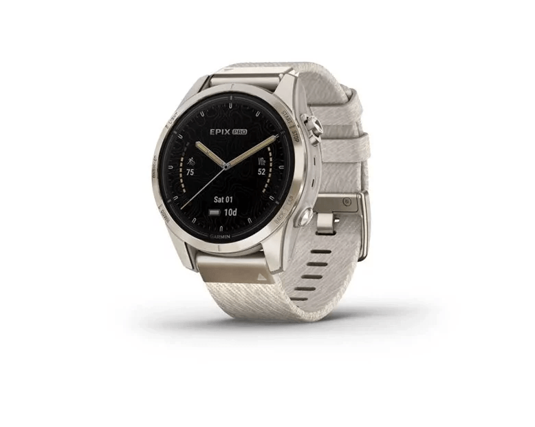 Спортивные часы Garmin Epix Pro Gen 2 Sapphire Edition (42мм) Soft Gold с нейлоновым ремешком 010-02802-20
