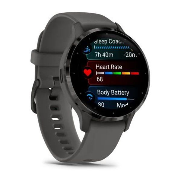 Спортивные часы Garmin Venu 3S Pebble Gray Slate силиконовым ремешком 010-02785-00