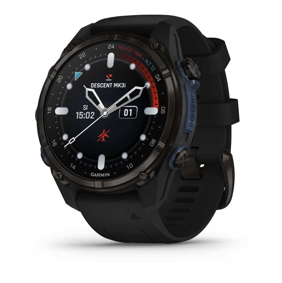 Спортивные часы Garmin Descent Mk3i (43мм) Carbon Gray DLC Titanium c черным силиконовым ремешком 010-02753-11