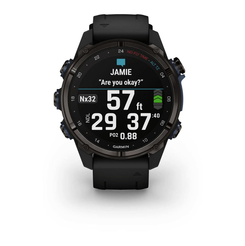 Спортивные часы Garmin Descent Mk3i (43мм) Carbon Gray DLC Titanium c черным силиконовым ремешком 010-02753-11