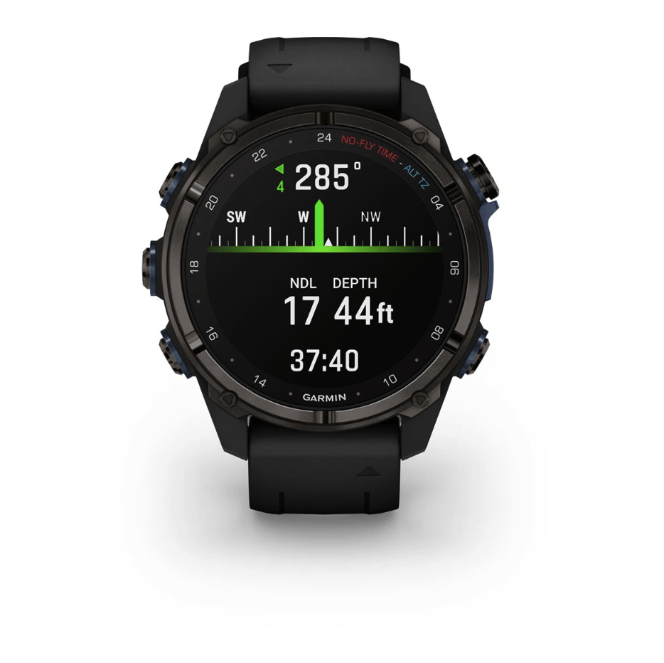 Спортивные часы Garmin Descent Mk3i (43мм) Carbon Gray DLC Titanium c черным силиконовым ремешком 010-02753-11