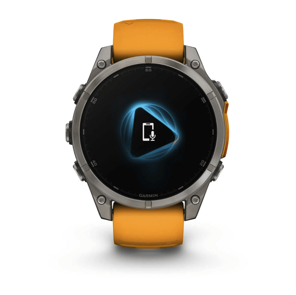 Спортивные часы Garmin Fenix 8 Amoled 47мм Sapphire Titanium с оранжевым силиконовым ремешком 010-02904-11