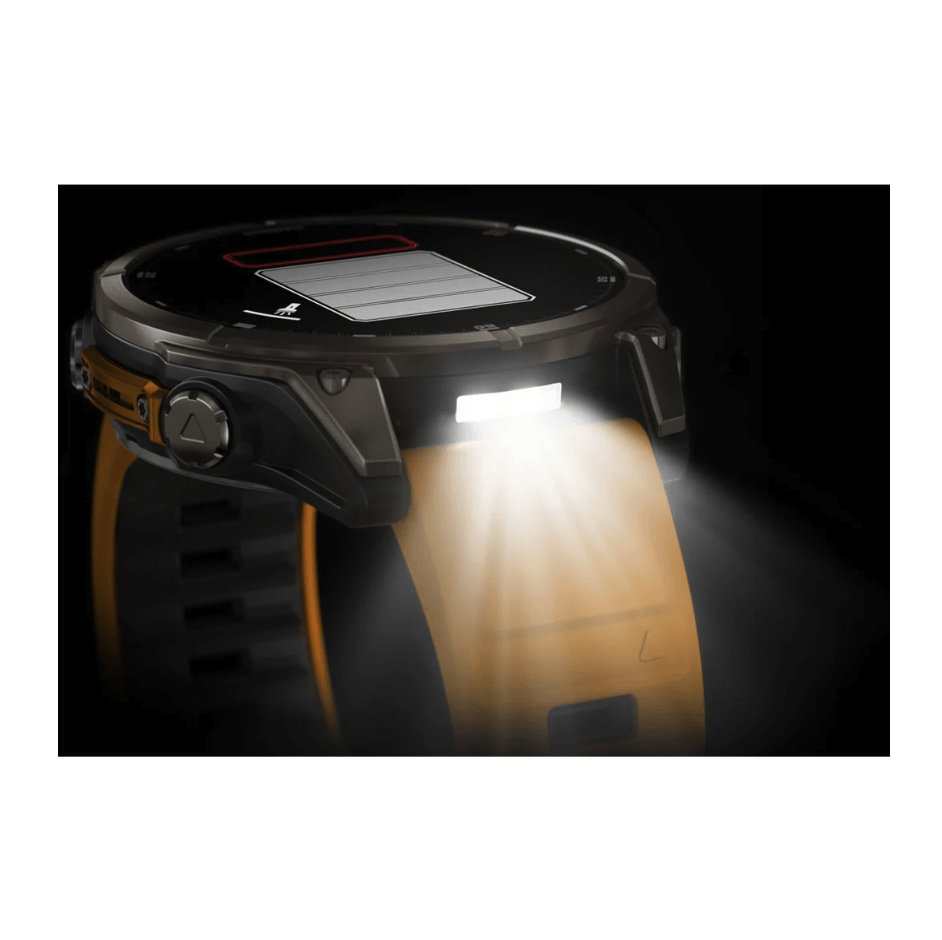 Спортивные часы Garmin Fenix 8 Amoled 47мм Sapphire Titanium с оранжевым силиконовым ремешком 010-02904-11