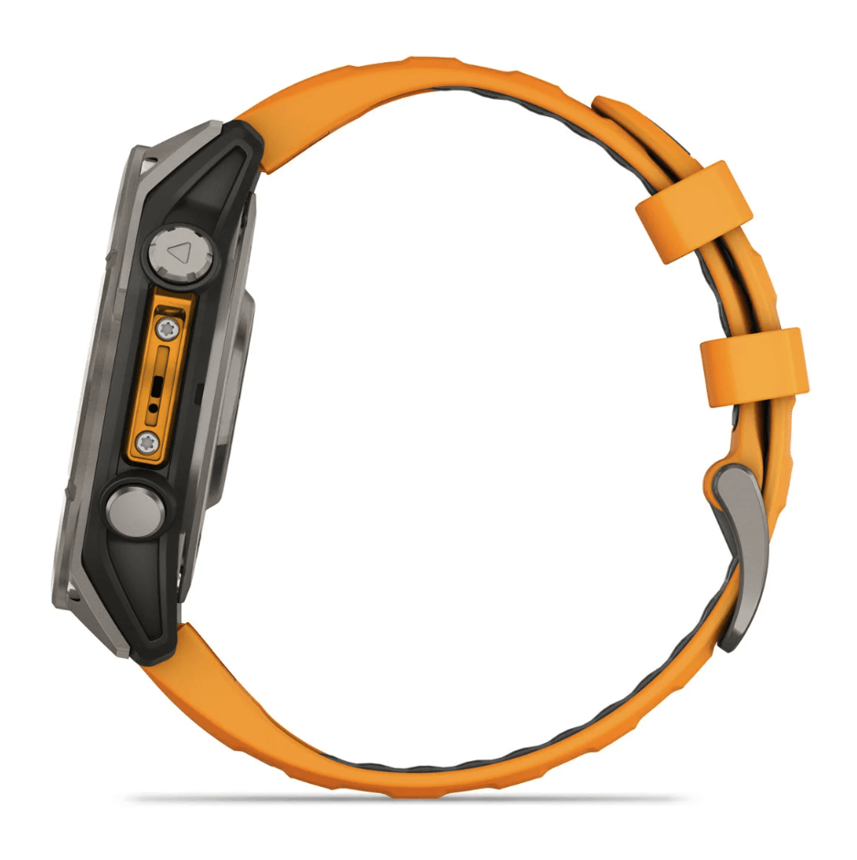 Спортивные часы Garmin Fenix 8 Amoled 47мм Sapphire Titanium с оранжевым силиконовым ремешком 010-02904-11