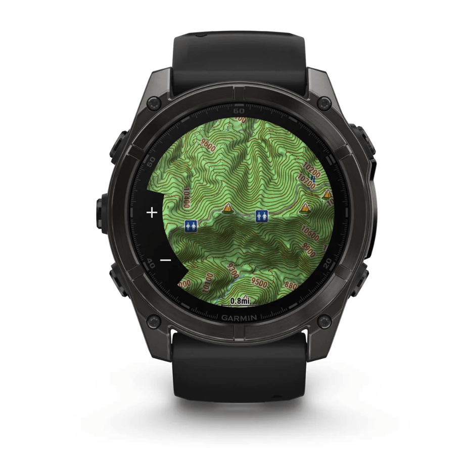 Спортивные часы Garmin Fenix 8 Amoled 51мм Sapphire Titanium Carbon Gray с серым силиконовым ремешком 010-02905-21