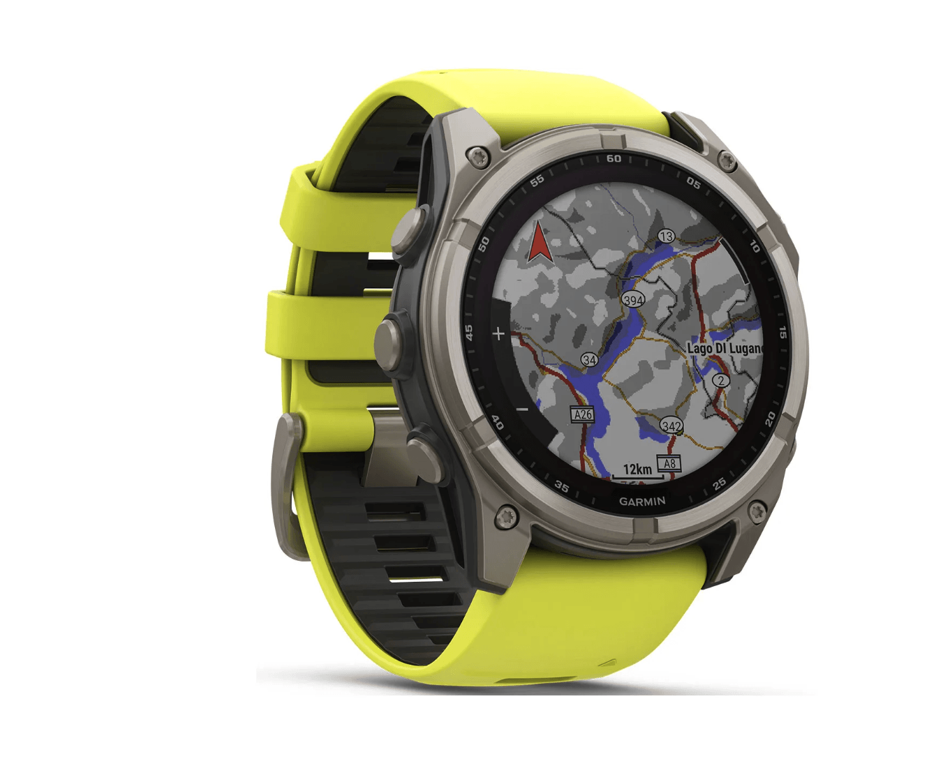 Спортивные часы Garmin Fenix 8 Solar 47мм Sapphire Titanium с желтым силиконовым ремешком 010-02906-21