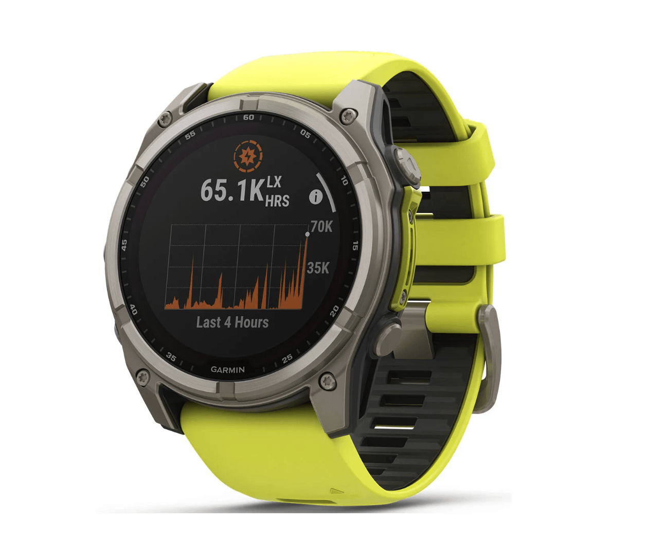 Спортивные часы Garmin Fenix 8 Solar 47мм Sapphire Titanium с желтым силиконовым ремешком 010-02906-21