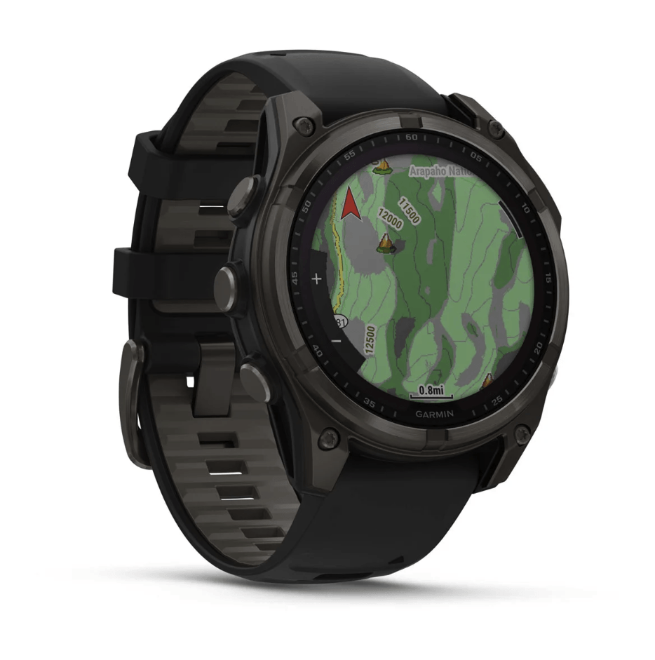 Спортивные часы Garmin Fenix 8 Solar 47мм Sapphire Carbon Gray DLC Titanium с черным силиконовым ремешком 010-02906-11