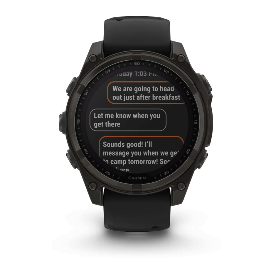 Спортивные часы Garmin Fenix 8 Solar 47мм Sapphire Carbon Gray DLC Titanium с черным силиконовым ремешком 010-02906-11