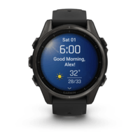 Спортивний годинник Garmin Fenix 8 Amoled 43мм Sapphire Carbon Gray DLC Titanium с черным силиконовым ремешком 010-02903-21