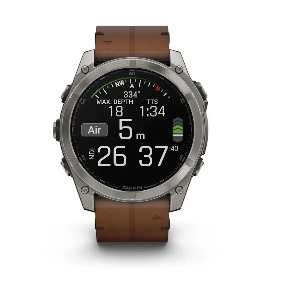 Спортивные часы Garmin Fenix 8 Amoled 51мм Sapphire Carbon Grey с коричневым кожаным ремешком 010-02905-40
