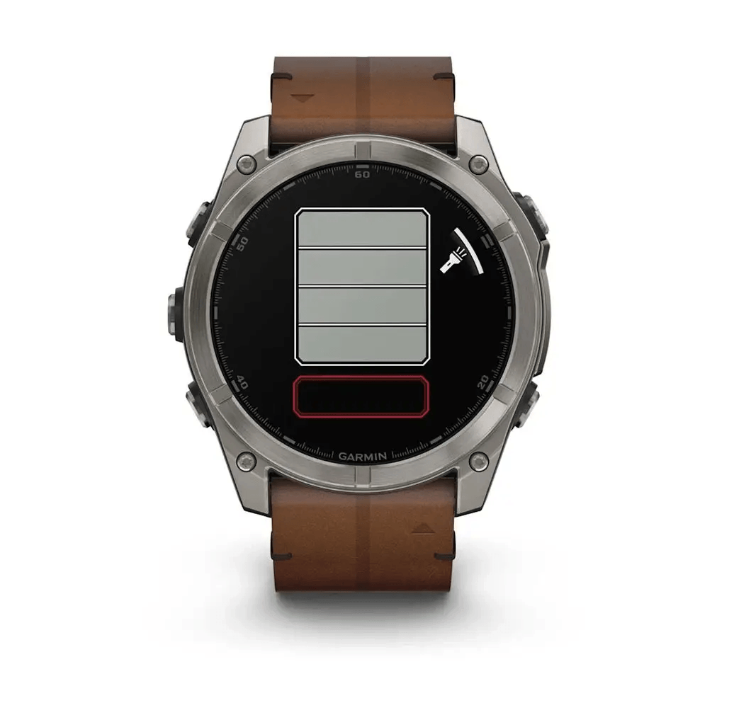 Спортивные часы Garmin Fenix 8 Amoled 51мм Sapphire Carbon Grey с коричневым кожаным ремешком 010-02905-40