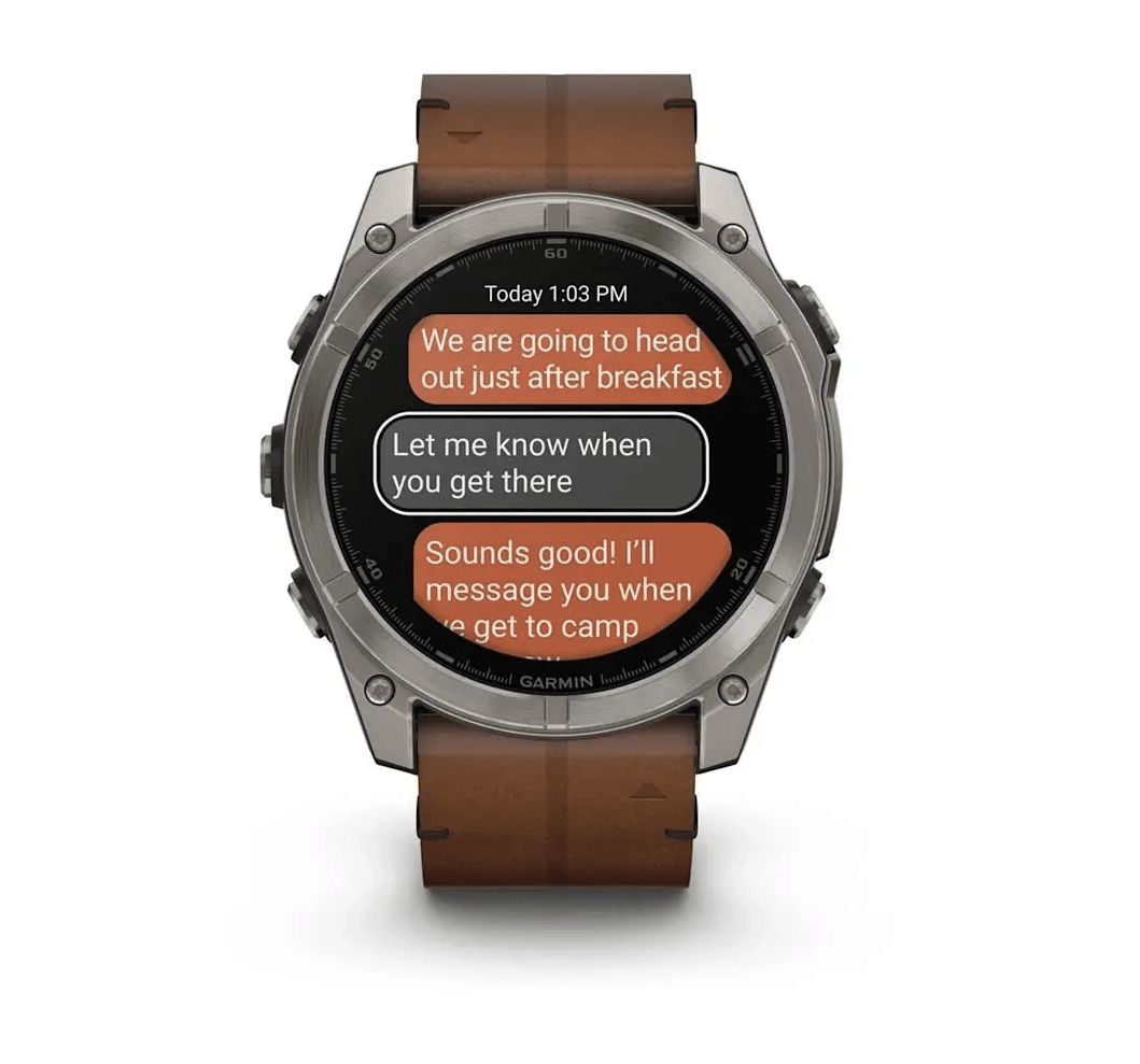 Спортивные часы Garmin Fenix 8 Amoled 51мм Sapphire Carbon Grey с коричневым кожаным ремешком 010-02905-40