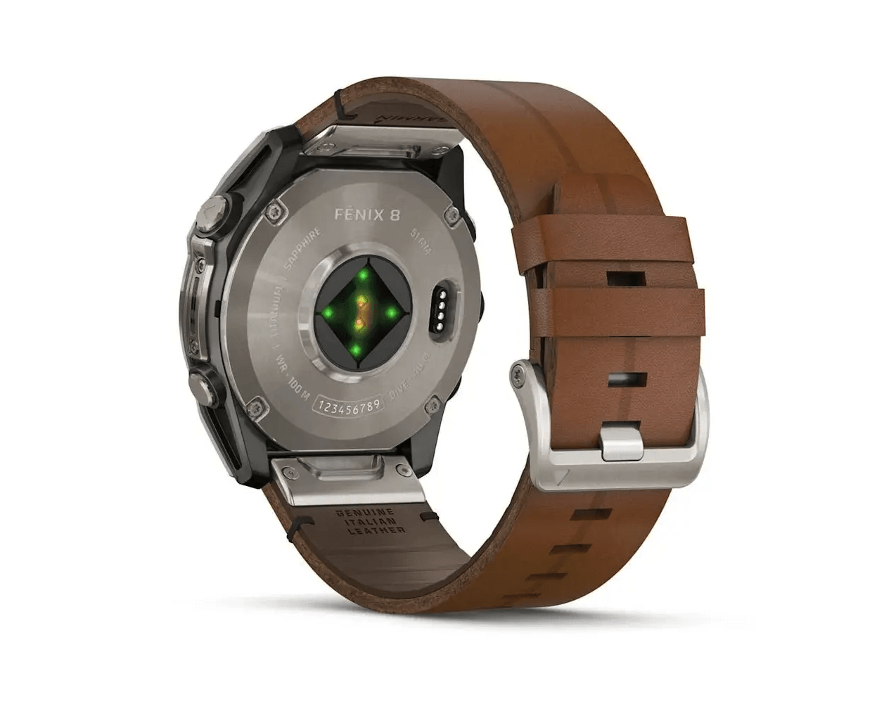 Спортивные часы Garmin Fenix 8 Amoled 51мм Sapphire Carbon Grey с коричневым кожаным ремешком 010-02905-40