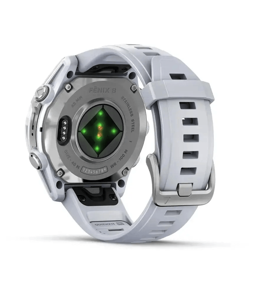 Спортивний годинник Garmin Fenix 8 Amoled 43мм Silver c белым силиконовым ремешком 010-02903-00