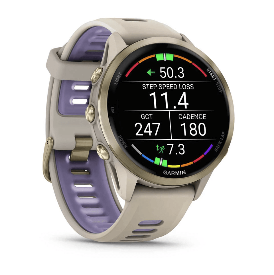 Часы Garmin Forerunner 970 Soft Gold French Grey Titanium с серым силиконовым ремешком 010-02969-12