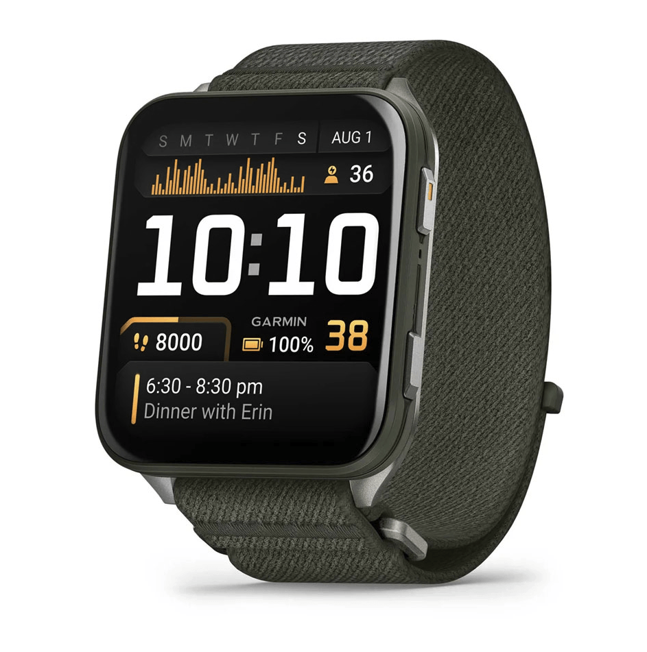 Спортивные часы Garmin Venu X1 Moss с титановым корпусом и хаки нейлоновым ремешком ComfortFit 010-02980-03