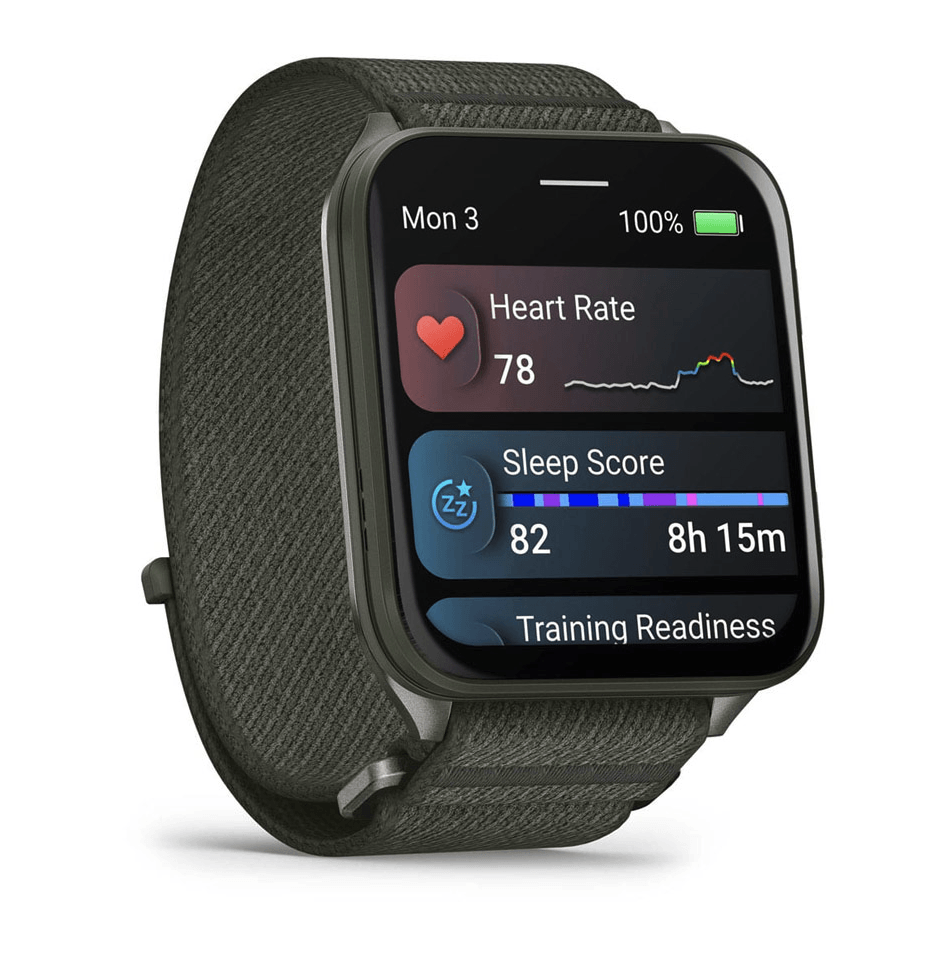 Спортивные часы Garmin Venu X1 Moss с титановым корпусом и хаки нейлоновым ремешком ComfortFit 010-02980-03