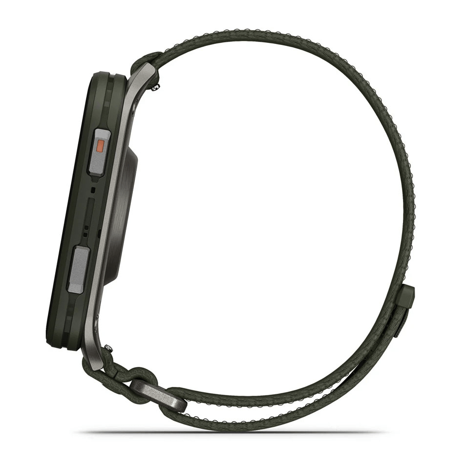 Спортивные часы Garmin Venu X1 Moss с титановым корпусом и хаки нейлоновым ремешком ComfortFit 010-02980-03