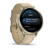 Спортивные часы Garmin Venu 4 41мм Lunar Gold с кожаным ремешком 010-03013-03