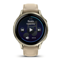 Спортивные часы Garmin Venu 4 41мм Lunar Gold с кожаным ремешком 010-03013-03