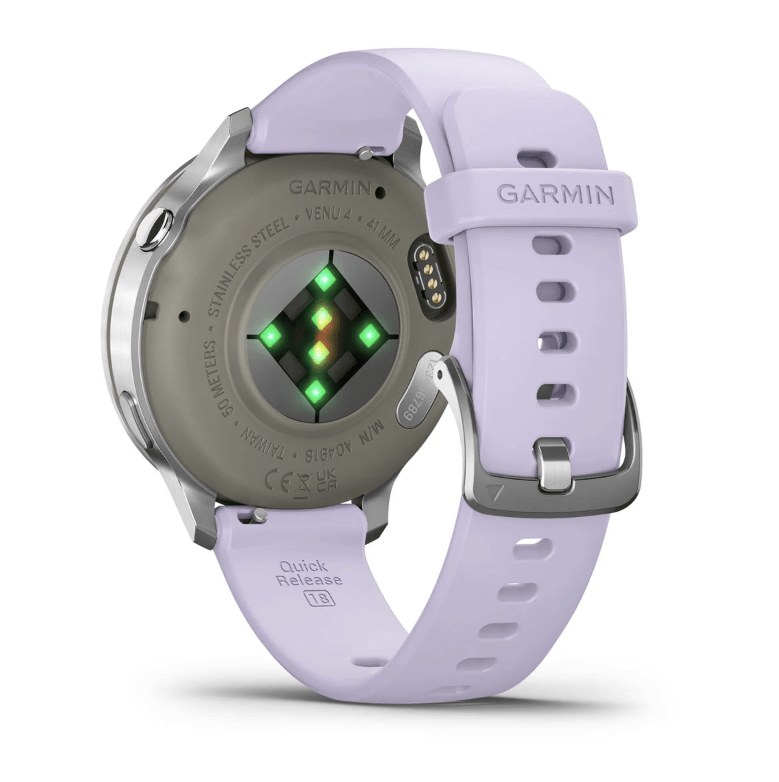 Спортивные часы Garmin Venu 4 41мм Silver Periwinkle с силиконовым ремешком 010-03013-01